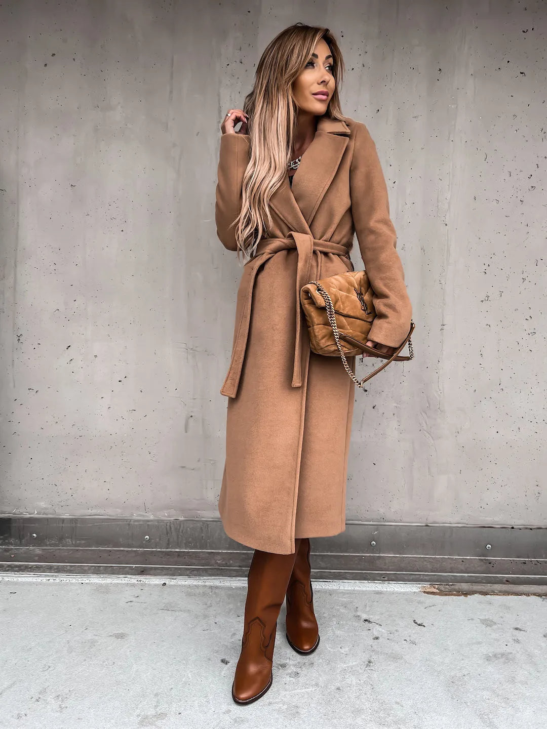 Funki Findz | Jackets | Women's Elegant Long Tie Belt Overcoats
