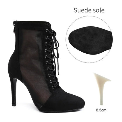 Funki Findz | Boots | Women's Mesh Stiletto Latin Dance Boots
