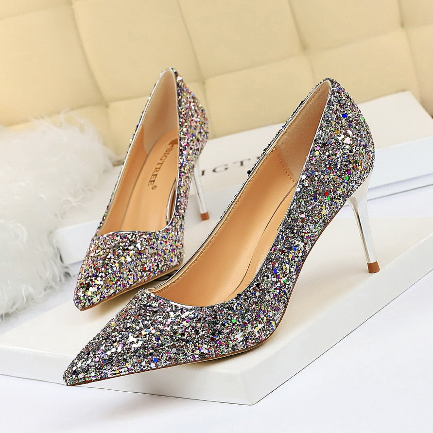 Funki Findz | Shoes | Women's High Heel Glitter Prom Pumps