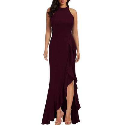 Funki Findz | Dresses | Women's High Split Ruffled Hem Long Dress