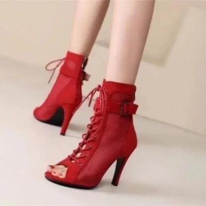 Funki Findz | Boots | Women's Mesh Lace Up Buckle Ankle Boots