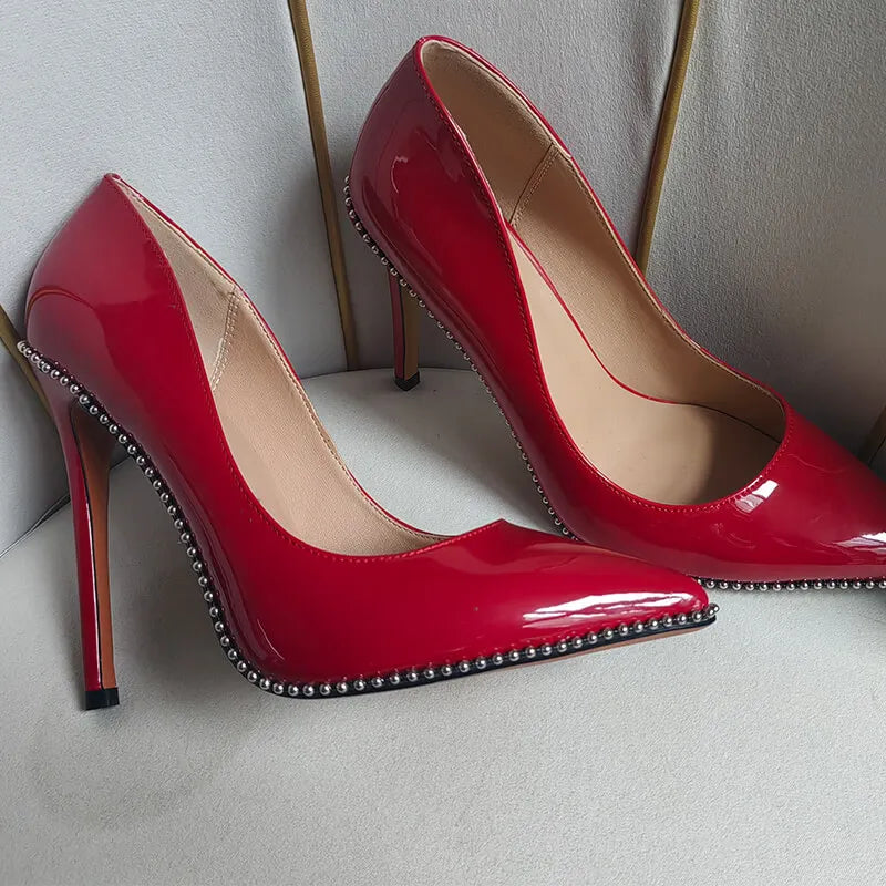 Funki Findz | Shoes | Women's Patent Black Studded Stilettos