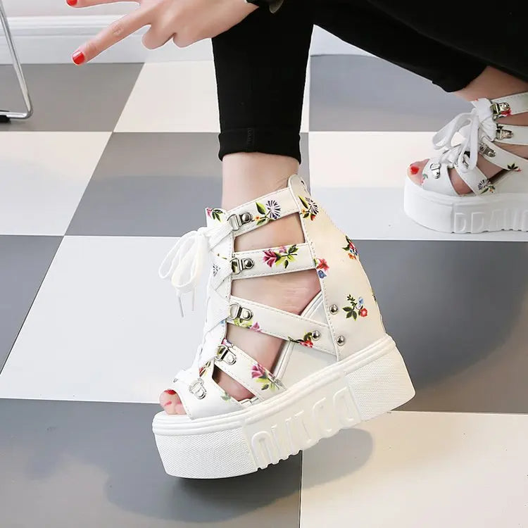 Funki Findz | Shoes | Women's Strappy Platform Wedge Shoes