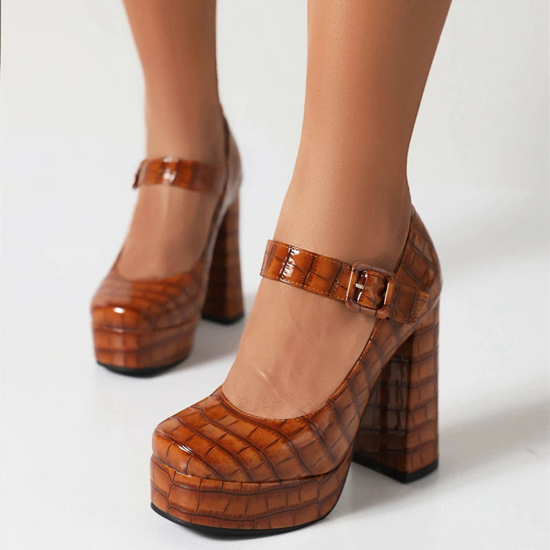Funki Findz | Shoes | Women's Aligator Pattern High Mary Janes