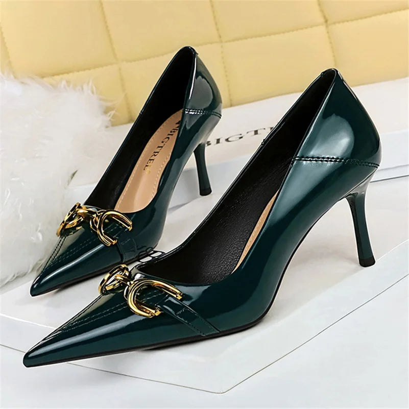Funki Findz | Shoes | Women's Patent Leather Buckle Toe Pumps