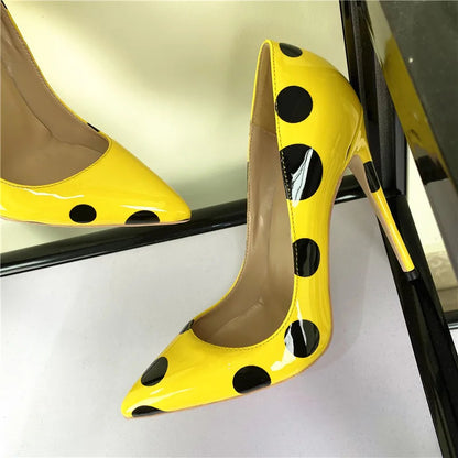 Funki Findz | Shoes | Women's Yellow Black Polka Dot Heels