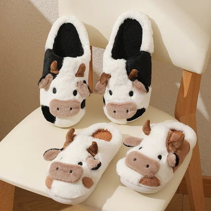 Funki Findz | Shoes | Women's Cute Plush Warm Cow Slippers