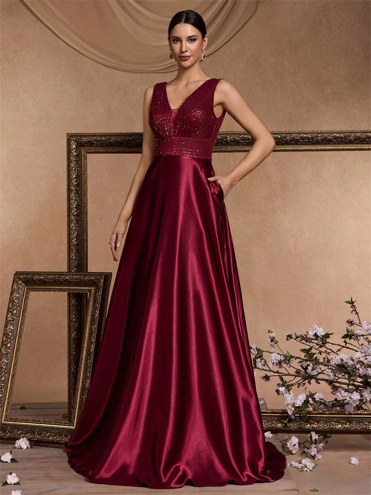 Funki Findz | Dresses | Women's Elegant Satin Sequin Dresses