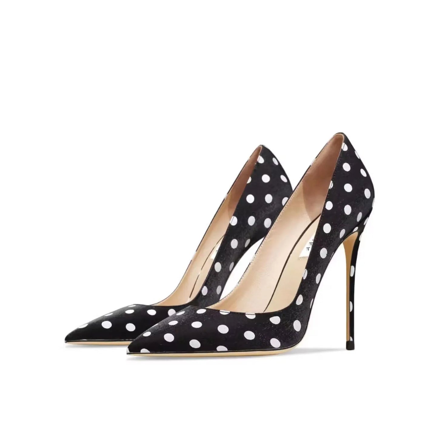 Funki Findz | Shoes | Women's Silk Polka Dot Pointed Toe Heels