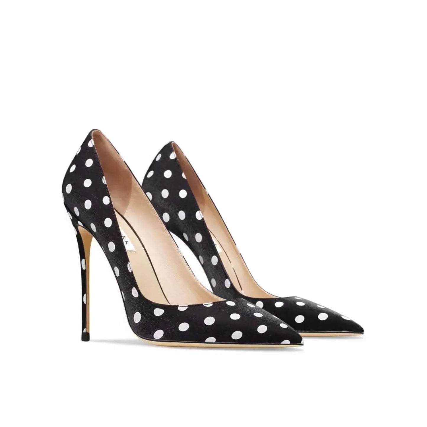 Funki Findz | Shoes | Women's Silk Polka Dot Pointed Toe Heels