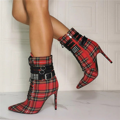 Funki Findz | Boots | Women's High Plaid Platform Ankle Boots