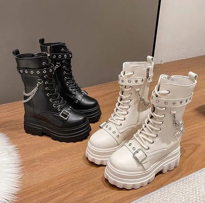 Funki Findz | Boots | Women's Gothic Round Toe Chunky Boots