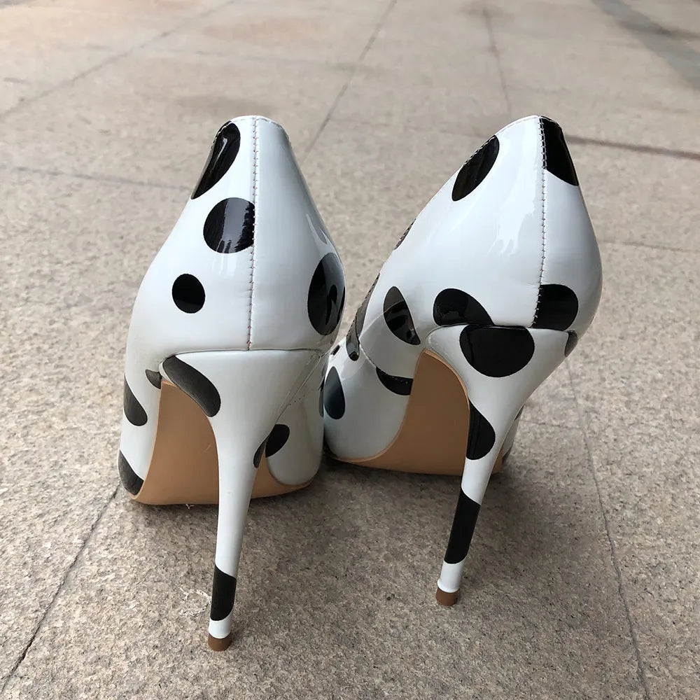 Funki Findz | Shoes | Women's White Black Polka Dot Heels