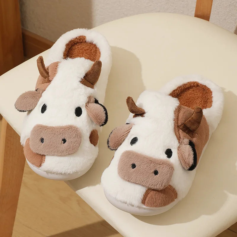 Funki Findz | Shoes | Women's Cute Plush Warm Cow Slippers