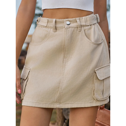Funki Findz | Skirts | Women's Short Denim Skirt with Pockets