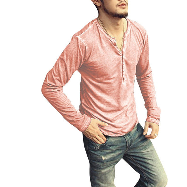 Funki Findz | Shirts | Men's Casual Long Sleeve V-Neck Tee Shirt