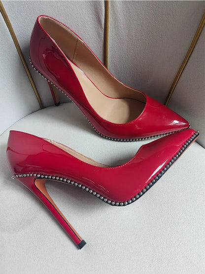 Funki Findz | Shoes | Women's Patent Black Studded Stilettos
