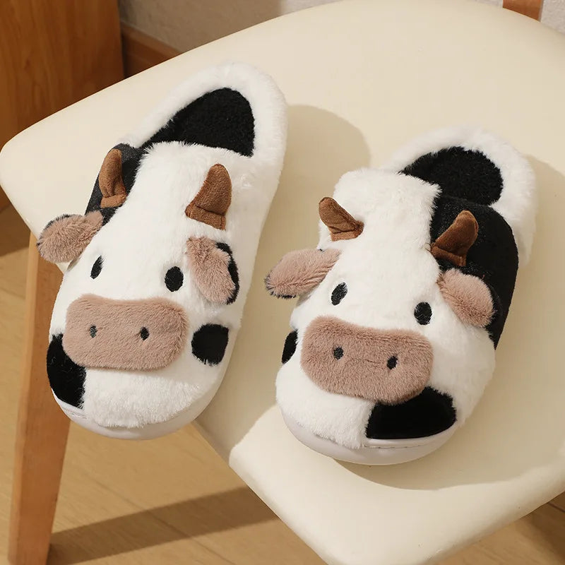 Funki Findz | Shoes | Women's Cute Plush Warm Cow Slippers