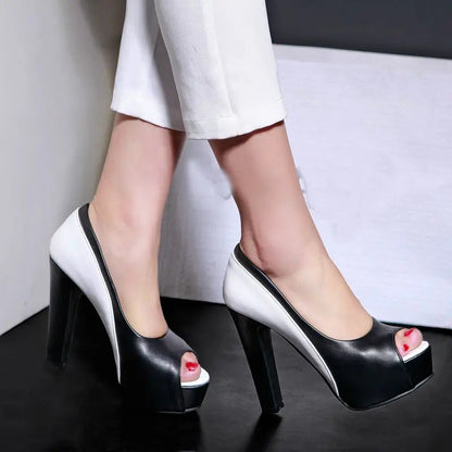 Funki Findz | Shoes | Women's Formal 2 Toned Block Heel Shoes