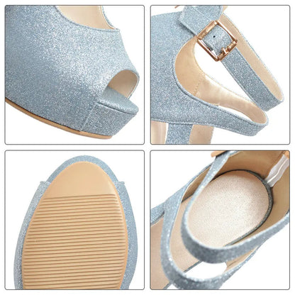 Funki Findz | Shoes | Women's Sequin Peep Toe Platform Sandal