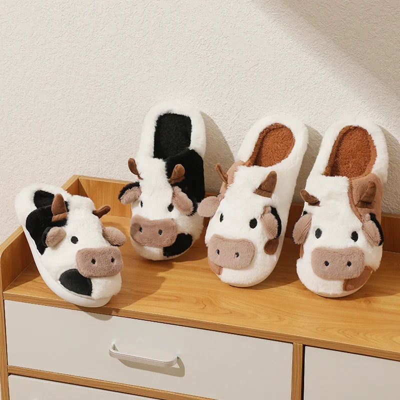 Funki Findz | Shoes | Women's Cute Plush Warm Cow Slippers