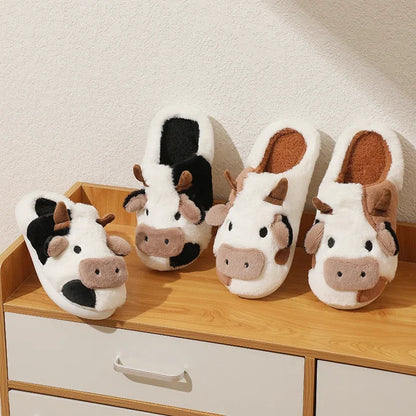 Funki Findz | Shoes | Women's Cute Plush Warm Cow Slippers