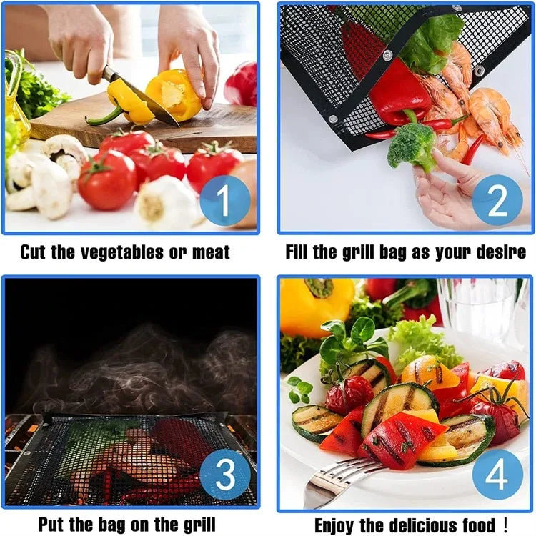 Funki Findz | Grill Bags | Non-Stick BBQ Grill Mesh Cooking Bags