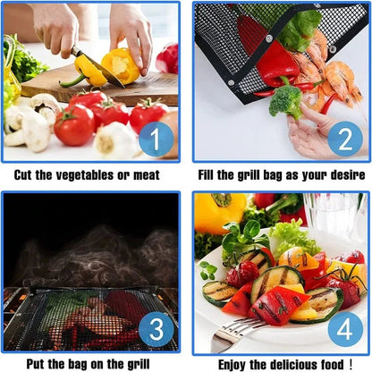 Funki Findz | Grill Bags | Non-Stick BBQ Grill Mesh Cooking Bags