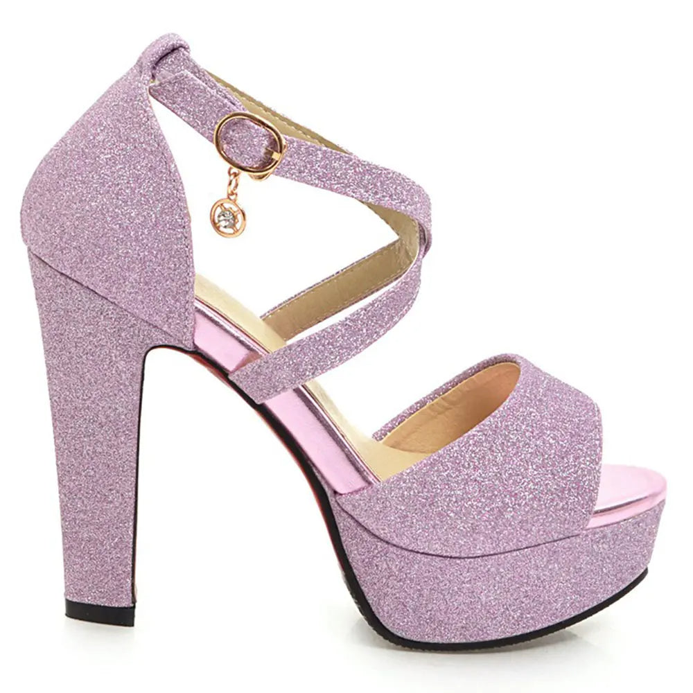 Funki Findz Shoes | Women's Sequin High Platform Sandals