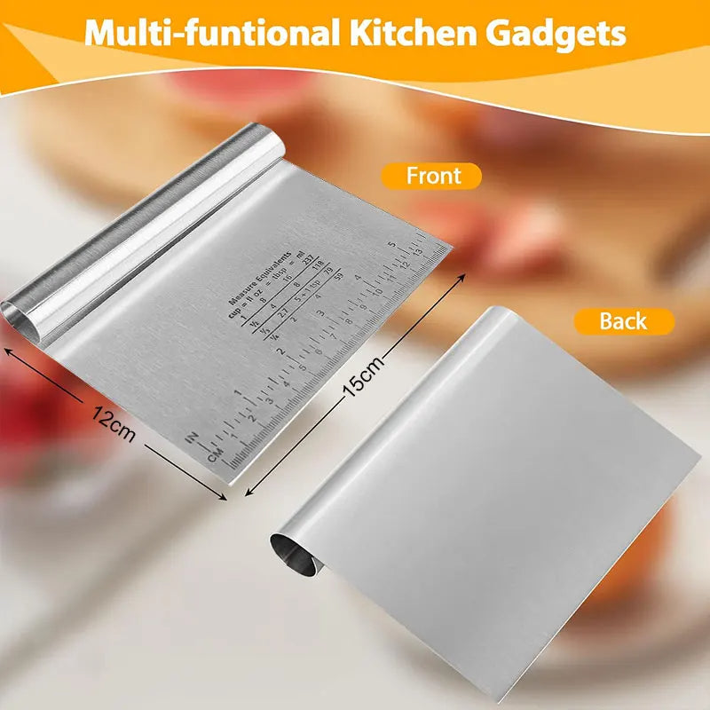 Funki Findz | Cooking Scrapers | Stainless Steel Dough Cutter