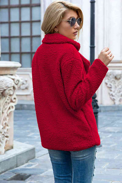 Funki Findz | Jackets | Women's Full Lapel Collar Sherpa Coat
