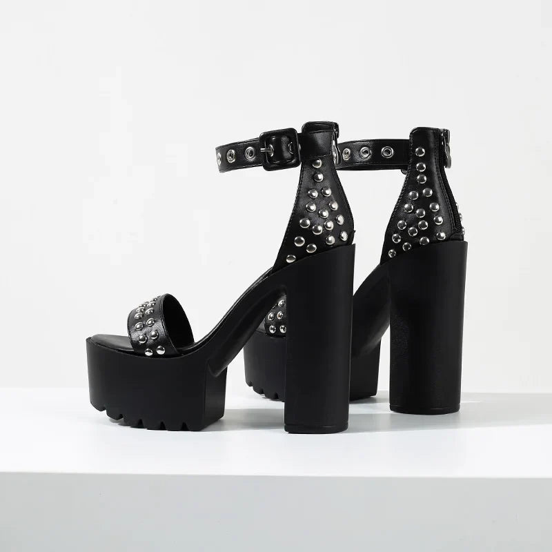 Funki Findz | Shoes | Women's Goth Rivet Dress Platform Sandal