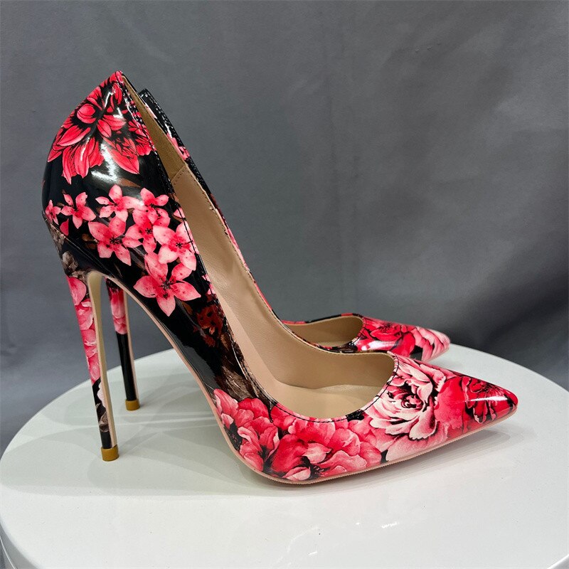 Funki Findz | Shoes | Women's Glossy Floral Print High Stilettos