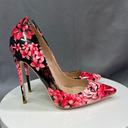 Funki Findz | Shoes | Women's Glossy Floral Print High Stilettos