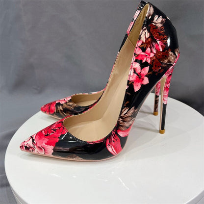 Funki Findz | Shoes | Women's Glossy Floral Print High Stilettos