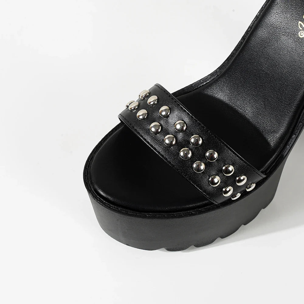 Funki Findz | Shoes | Women's Goth Rivet Dress Platform Sandal