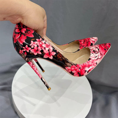 Funki Findz | Shoes | Women's Glossy Floral Print High Stilettos