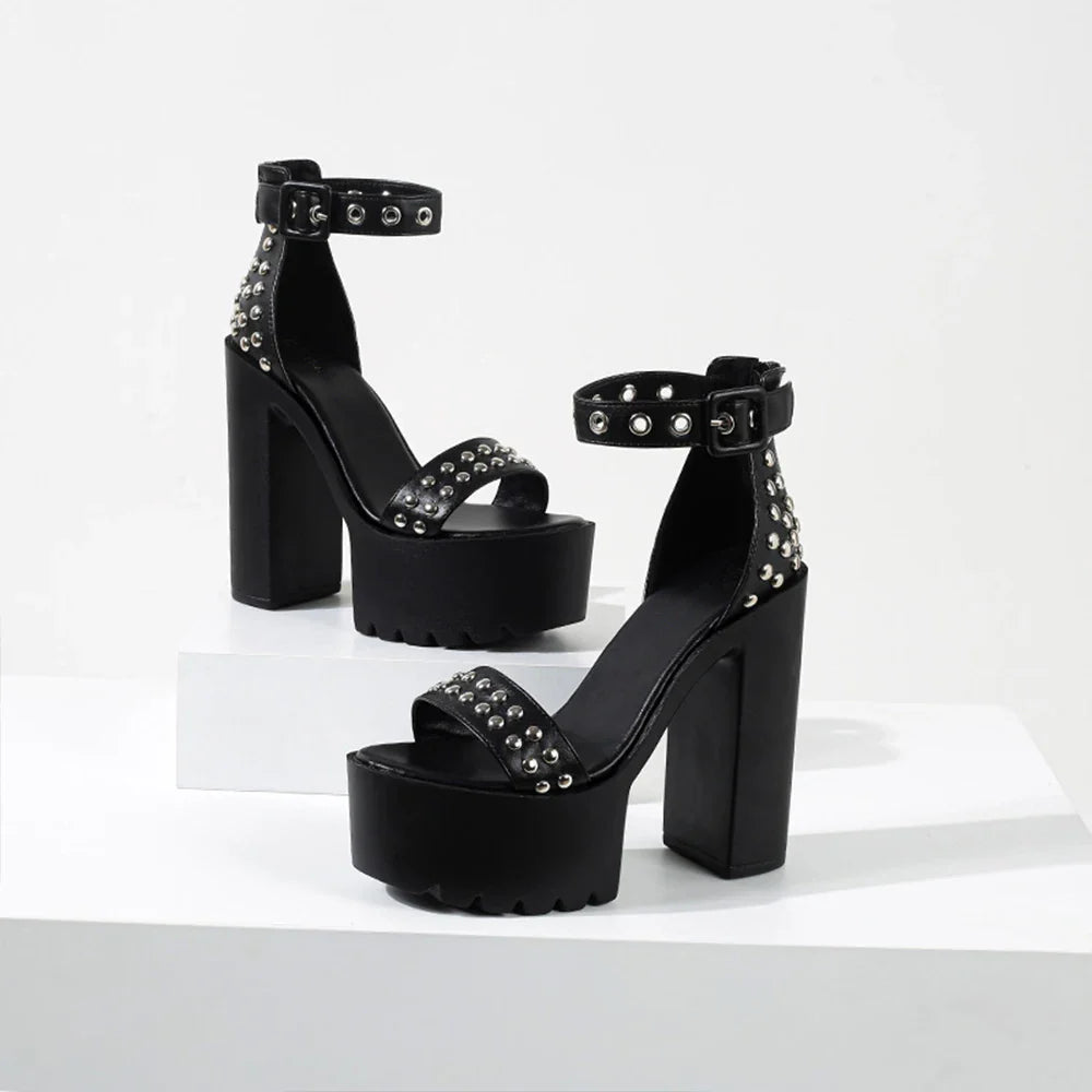 Funki Findz | Shoes | Women's Goth Rivet Dress Platform Sandal