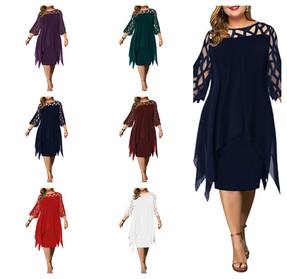 Funki Findz | Dresses | Women's Plus Size Lace Mesh Midi Dress