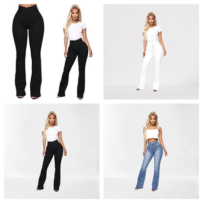 Funki Findz | Pants | Women's High Waist Button Fly Fitted Jeans