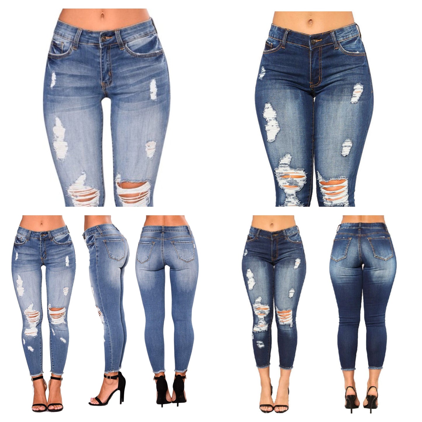 Funki Findz | Pants | Women's High Waist Denim Ripped Jeans