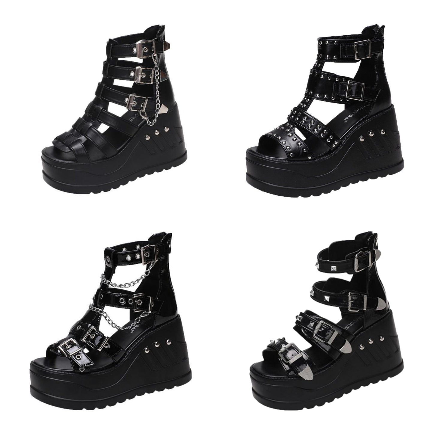 Funki Findz | Shoes | Women's Gothic Punk Rivet Wedge Sandal
