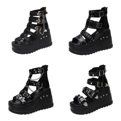 Funki Findz | Shoes | Women's Gothic Punk Rivet Wedge Sandal
