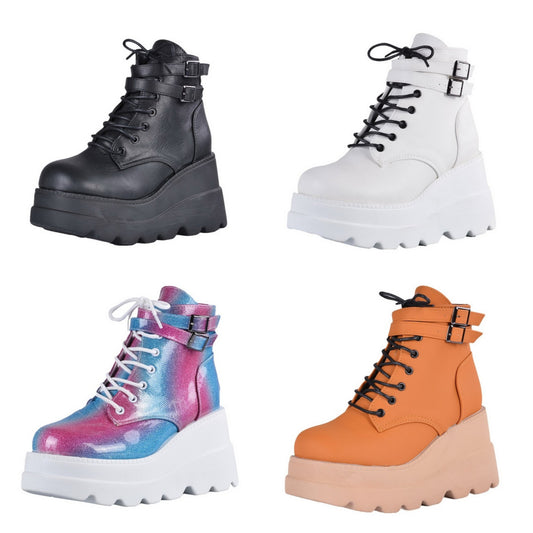 Funki Findz | Boots | Women's High Platform Buckle Ankle Boots