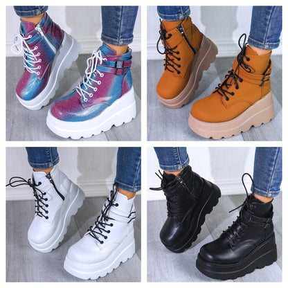Funki Findz | Boots | Women's High Platform Buckle Ankle Boots