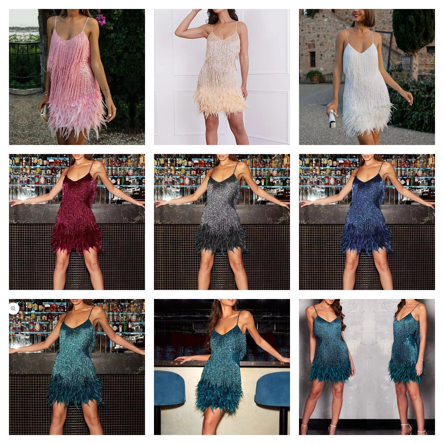 Funki Findz | Dresses | Women's Sequin Feather Fringe Dress