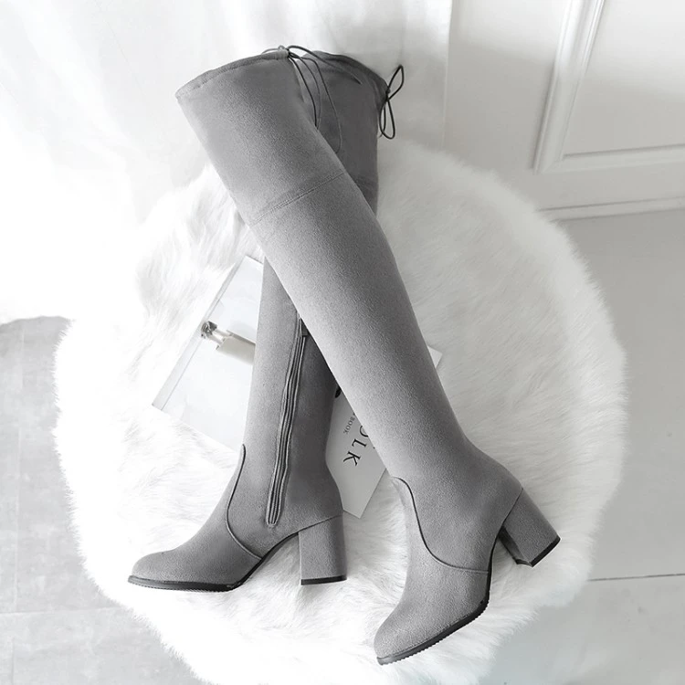 Funki Findz | Boots | Women's Thigh High Square Mid Heel Boots