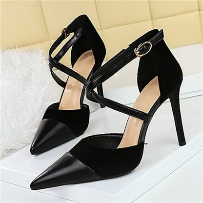 Funki Findz | Shoes | Women's Cross Strap Faux Suede Stilettos