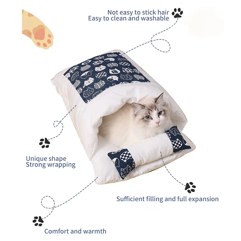 Funki Findz | Pet Beds | Cat Sleeping Bag | Japanese Patterned
