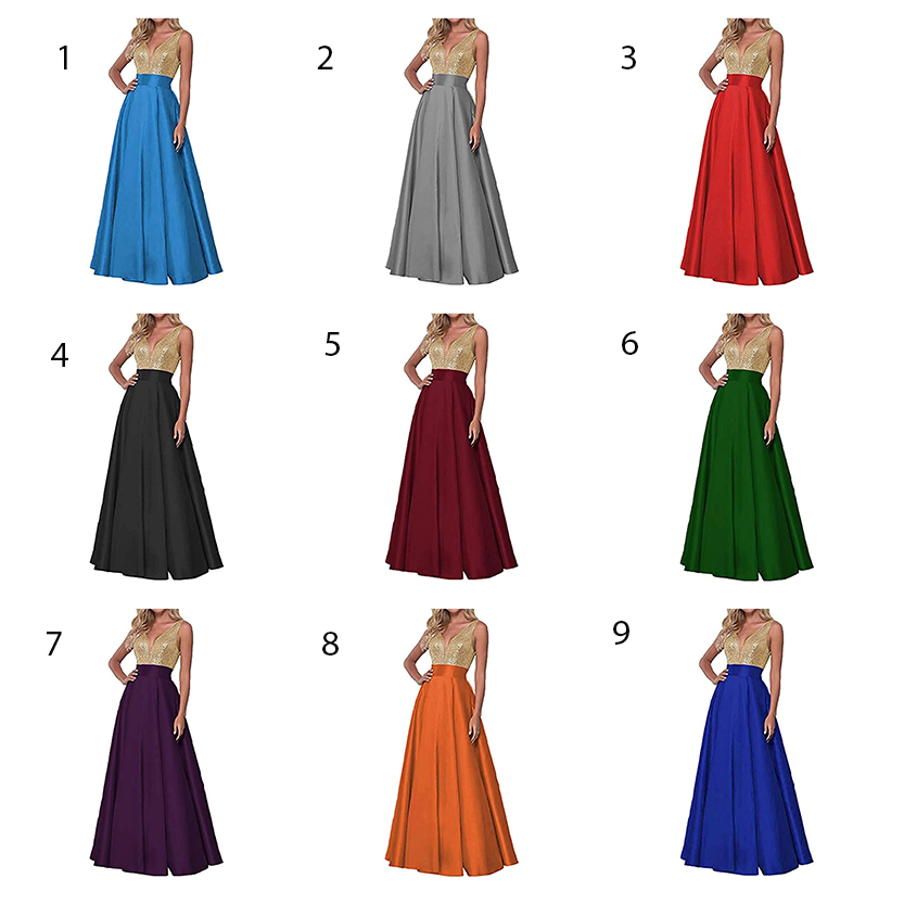 Funki Findz | Dresses | Women's Satin Sequin Evening Dress
